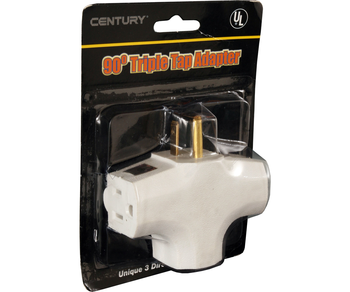 90 Degree Tri Tap Adapter, White 90 Degree Tri Tap Adapter, White