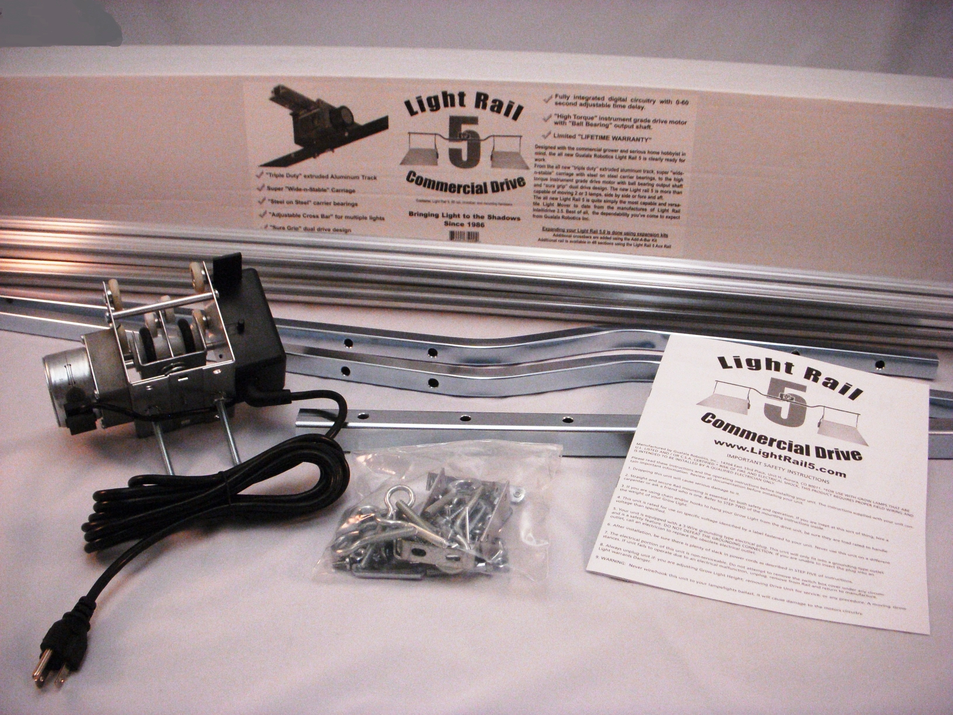 Light Rail 5, Motor, Crossbar, 8′ rail Light Rail 5, Motor, Crossbar, 8' rail