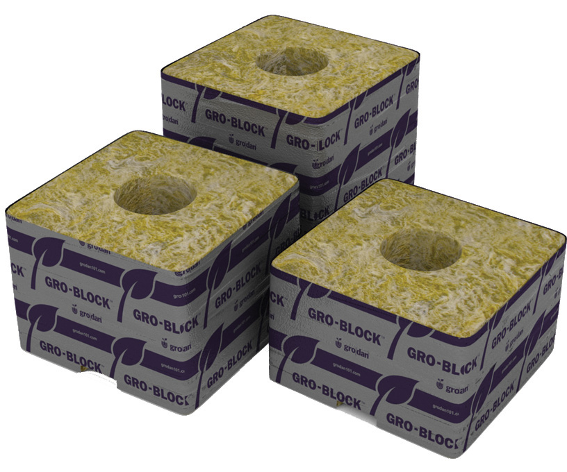 Grodan Pro Delta4 Block, 3″x3″x2.5″ w/hole, case of 384,comm Grodan Pro Delta4 Block, 3"x3"x2.5" w/hole, case of 384,comm