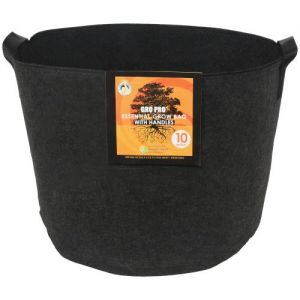 Gro Pro Essential Round Fabric Pot w/ Handles 10 Gallon - Black (60/Cs)